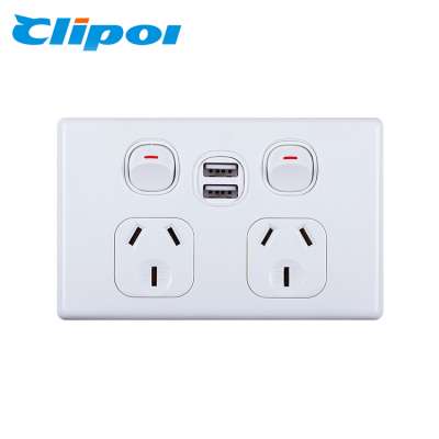 AS/NZS Australia Double  powerpoints 250V 10A USB socket  5V 4.8A