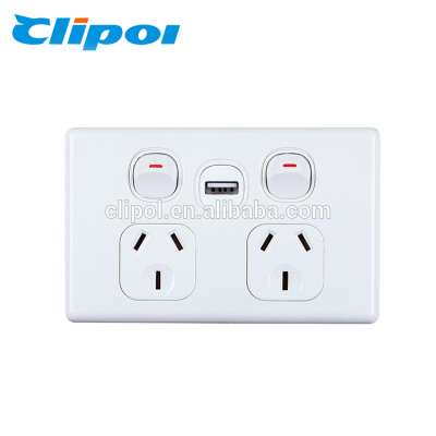 10A horizontal single powerpoint switched socket Australia standard wall switch