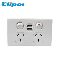 2.4a Switch Socket Outlet With 2 USB Port Power Station Wall Mounted Socket